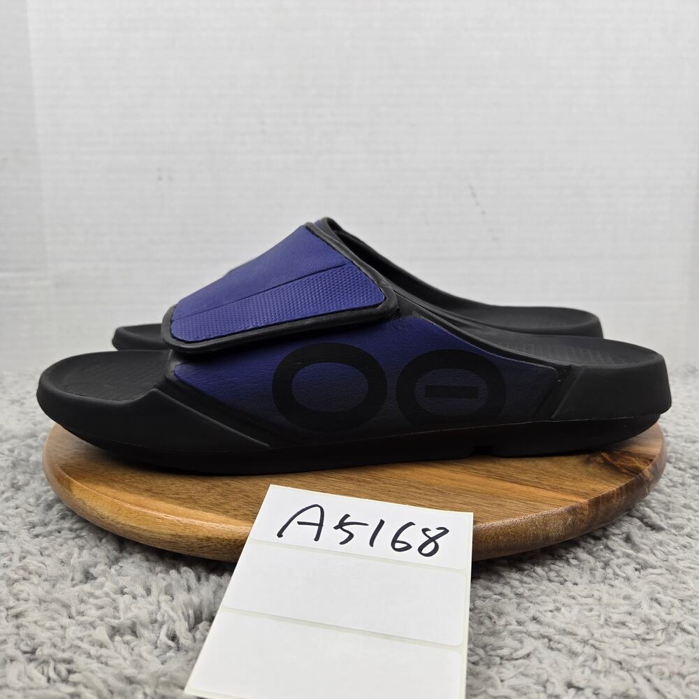 Oofos Mens 14 Ooahh Sport Slide Black Blue Recovery Comfort Lifestyle Sandals